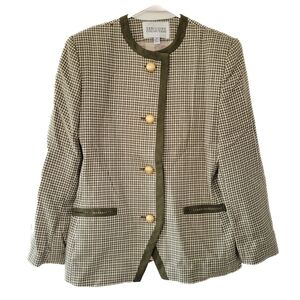 Vintage Executive Collection Olive Green Plaid Blazer Jacket Size 10